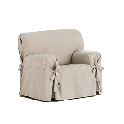 Image de Eysa F616081 Housse de fauteuil Coton Lin 80 120 cm, Beige/Brown Zigzag