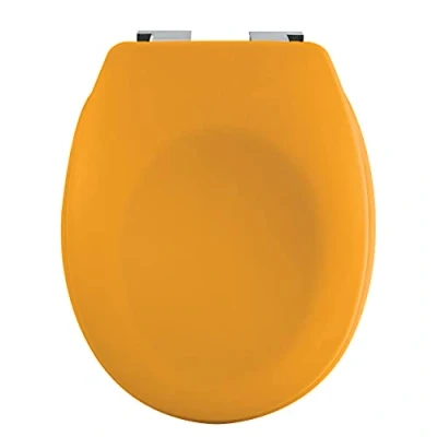 Image de Spirella Abattant WC Thermo Dur NEELA Charnières en ABS Chromé, Couvercle avec Frein de Chute, Fermeture Slow Close 44 x 37 3 cm Jaune Mat