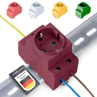 Image de prise Schuko [GS16] pour rail DIN 16 A 230 V 2P+E encastrable montage de distribution, armoire lecture, compteur, contact protection sur