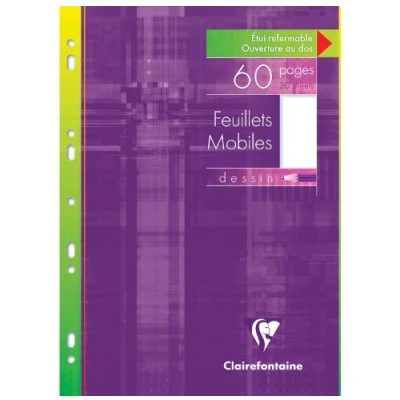 Image de Clairefontaine 1760C Un Étui de Feuillets Mobiles à Dessin Perforés A4 21x29,7 cm 60 Pages Unies Blanches Papier 125 g Réutilisable