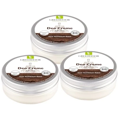 Image de 50ml Greendoor creme deodorant sans ALUMINIUM, très efficace contre odeur de transpiration, vegan, naturel, conservateurs, BIO deo alcool, non testé sur les animaux