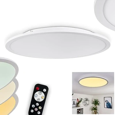 Image de panneau LED Sani, plafonnier variable en métal blanc, de plafond Ø 57,5 cm, par télécommande, 1 x 32,5 watts, 2700 6500 K, max. 4700 lumens