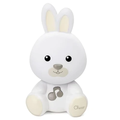 Image de Chicco veilleuse lapin, lampe lapin portable avec musique classique et sons apaisants, deux modes évolutifs, guide, 0 mois plus, beige