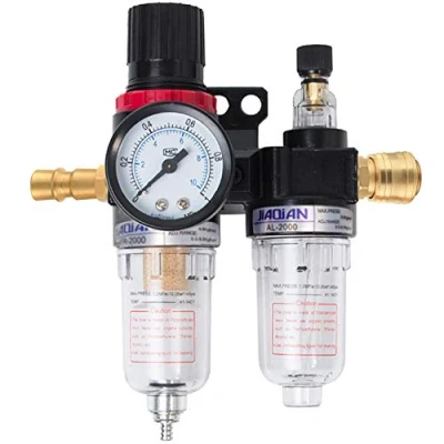 Image de Xionghonglong Réducteur de pression air comprimé, unité maintenance 1/4&quot;&quot; séparateur d&#039;eau comprimé avec manomètre, pour compresseur