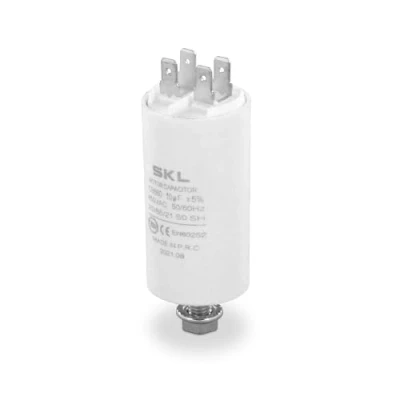 Image de DEKAROX Condensateur universel 10 µF 450 V Ø 30 x 57 mm avec cosses enfichables AMP 6,3 Vis de fixation M8 CBB60 démarrage et course du moteur pour appareils ménagers