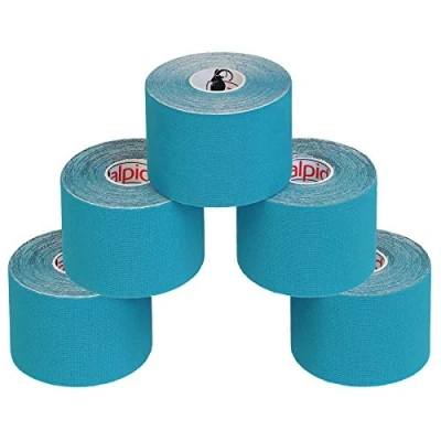 Image de ALPIDEX 5 Rouleaux Ruban Adhésif de Kinésiologie Diverse Couleurs m x 5,0 cm E Book Exemples D&#039;application Bandes Kinesiology Tape, Couleur:la lumière Bleue