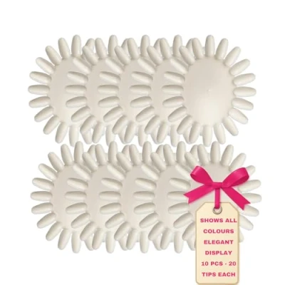 Image de Lalill de présentation pour ongles 10 pièces présentoir en forme soleil bâtonnets fan practice starter ring palette ovale illustrer le vernis à (laiteux)