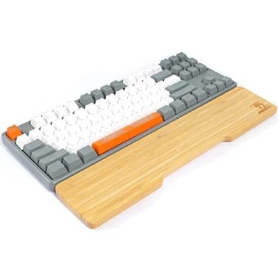 Image de MAMBASNAKE Repose poignet en Bambou pour Clavier TKL 87 Touches,Bambou de Qualité A,Ergonomique,Sensation Bois Massif,Pieds Caoutchouc Antidérapants,Soulagement la Douleur,Saisie/Jeu Facile
