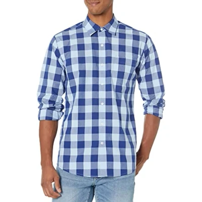Image de Amazon Essentials Chemise en Popeline à Manches Longues, Style Décontracté, Coupe Standard Homme, Bleu Bison, L