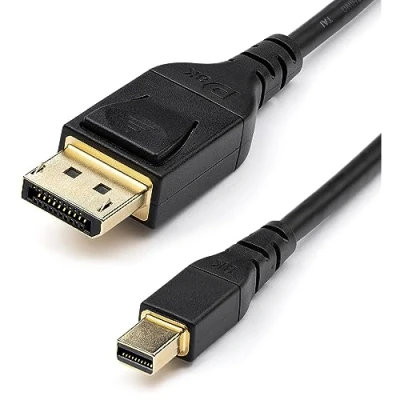 Image de StarTech.com Câble VESA certifié Mini DisplayPort vers 1.4 2m 8K 60Hz HBR3 HDR Super UHD mDP DP Ultra HD 4K 120Hz Ø Fin (34 AWG) Écran/Moniteur (DP14MDPMM1MB)