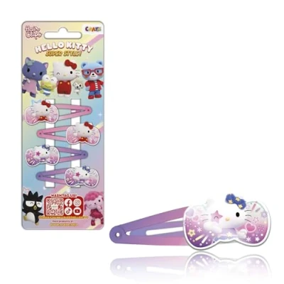 Image de CRAZE Hello Kitty Hair Clip, 4 épingles à cheveux pour filles de Kitty, 2 designs différents (2 pièces chaque), pinces couleurs
