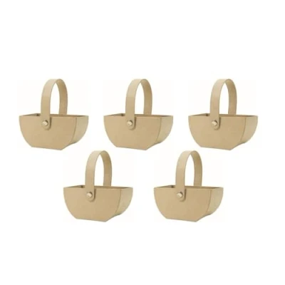 Image de Décopatch AC464Opack Un lot de 5 supports en papier brun mâché 10x6,5x11,5 cm, petit panier rectangulaire