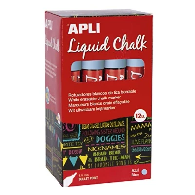 Image de APLI 16900 Marqueurs à craie effaçable, 5,5 mm, liquide pointe ronde, bleu
