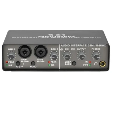 Image de Hatem Interface Audio Professionnelle 24 Bits 192 KHz, 2 EntréEs, Carte Son pour Guitare éLectrique, Bouclage, Enregistrement Externe sur PC en Studio
