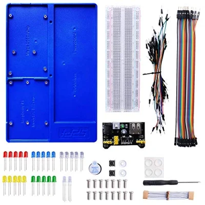 Image de GeeekPi Raspberry Pi 4 Holder ABS Breadboard Kit pour 4B,3B+,3B,2B,B+,Zero,Zero W,Arduino UNO,Arduino Mega 2560 (Bleu)