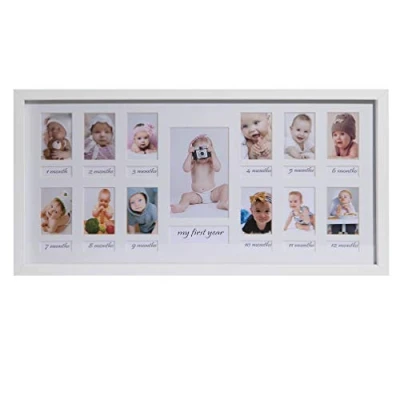 Image de BD ART Cadre Photo pêle mêle, 23 x 50 cm Multi Bébé Ma Première Année avec Passe Partout pour 12 photos 5 7 et 1 foto 9 13 cm, Blanc