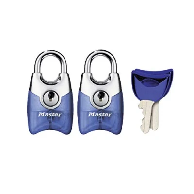 Image de Master Lock 4630EURTAST Pack de 2 Cadenas Fusion à Clé et Anse Protégée, Couleur Aléatoire, 4,4 x 1,4
