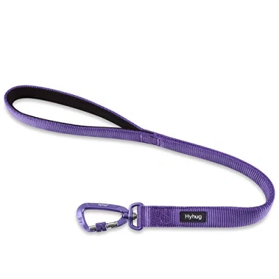 Image de Hyhug Pets Laisse Courte Robuste de 24 Pouces avec poignée Confortable et à Clip en Aluminium léger pour Les Grands Chiens Taille Moyenne. (Ultra Violet, Grand Modèle Longueur 61CM)