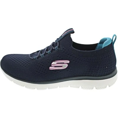 Image de Skechers Femme Summits Top Player Basket, Navy Knit Teal Pink Trim, 36 EU