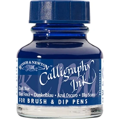 Image de Winsor &amp; Newton Encre de Calligraphie Flacon 30ml 222 Bleu Foncé Série 1