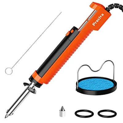 Image de Preciva Pompe à Dessouder Electrique, Ventouse de Fer 30W, Souder avec Buses, pour Trou Traversant 1,0 mm 1,2