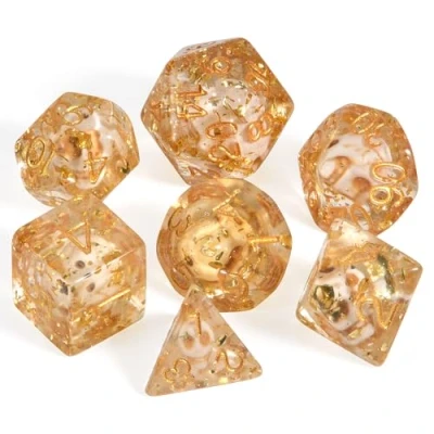 Image de FLASHOWL Ensemble de dés crâne d&#039;horreur D&amp;D avec et Feuille d&#039;or 7 DND D20, D12, D10, D8, D6, D4 Jeu rôle polyèdre Dice Donjons Dragons (7 pièces)