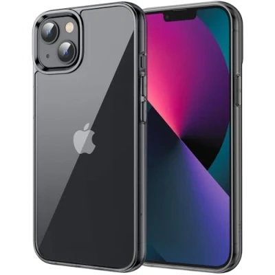 Image de JETech Coque pour iPhone 13 6,1 Pouces, Anti Jaunissement étui de Protection Transparente Antichoc, Housse Rayures (Noir)