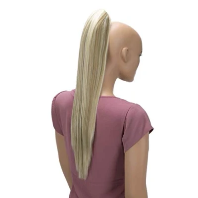 Image de CAISHA 60cm Ponytail Postiche Avec Pince Papillon Natte Queue De Cheval Extensions Cheveux Raide Blonde Naturelle Des Reflets H638