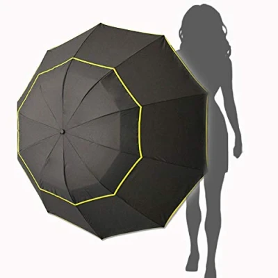 Image de Kalolary Extra Large Parapluie de Golf Pliant Imperméable Compact Oversize, Double Auvent Ventilé Bâton Parapluies Voyage pour Femmes et Hommes Usage Domestique (Noir)