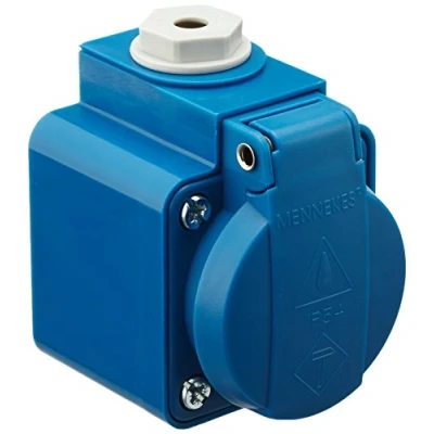 Image de Mennekes 10082 Schuko prise murale, 3 Plug in terminal, protection IP 44, 2P + E Pole, courant de 16 A, 230 V, Bleu