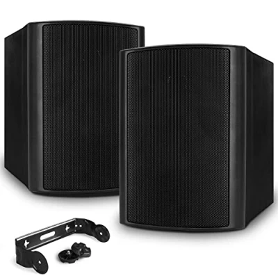 Image de Power Dynamics BGO40 Enceintes Passives 2 Voies 100 Watts, Noir, Woofer 4&quot;, Livré par Paire avec Étrier de Fixation, Intérieur ou Extérieur, Grille en Aluminium et Support Montage