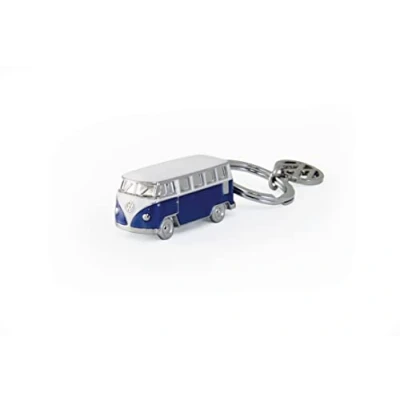 Image de BRISA VW Collection Porte clés en métal émaillé 3D Volkswagen Accessoire de Trousseau avec Anneau Combi T1 (Bus Classique/Bleu)