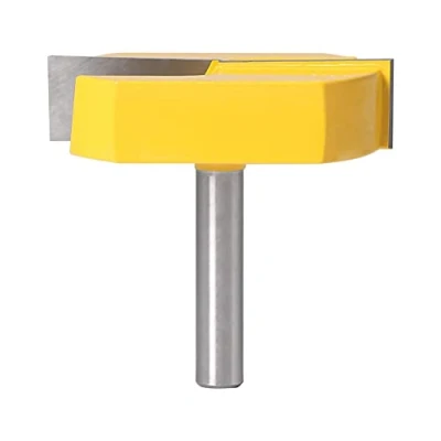 Image de Fraise Defonceuse 8mm, Rabotage de Surface Nettoyage Fond, T Track Routeur à Rainure en Forme Bits, defonceuse, 8x57mm Bas, Lame Jaune, Diamètre la tige: 0,31in
