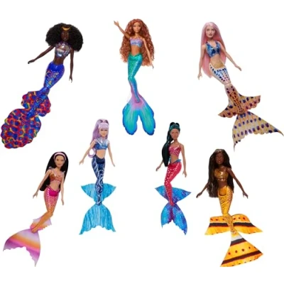 Image de Mattel Disney La Petite Sirène Coffret 7 Sœurs Sirènes Avec Un Ensemble De Poupées Motif Et Une Queue Uniques, À Collectioner, Jouet Enfant, Dès 2 Ans, HPT16
