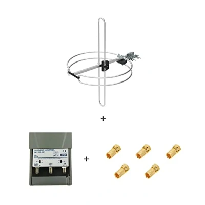 Image de HDME KIT Antenne Mixte omnidirectionnelle Dab FM + Coupleur Universel 2 Entrées VHF UHF 5 Fiches F