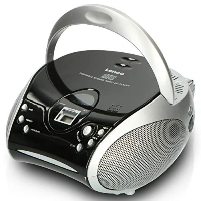 Image de Lenco SCD 24 Radio CD Enfant Stéréo Boombox Tuner FM Ttel Storage 2 x 1,5 W RMS Power Alimentation Secteur et Batterie Argent Multicolore