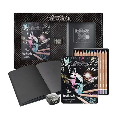 Image de CRETACOLOR The Brilliants Kit de dessin métallique avec carnet et taille crayon dans un bel emballage Multicolore