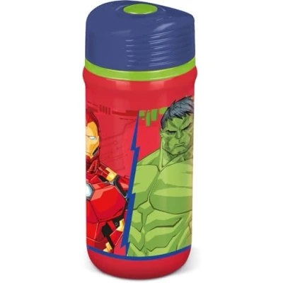 Image de Marvel Gourde rouge et bleue en plastique pour enfants Avengers Hulk Iron Man 390 ml avec bouchon anti goutte