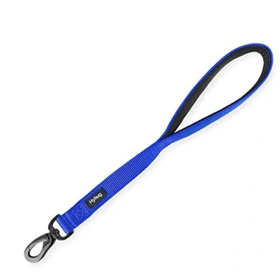 Image de Laisse Courte en Nylon Robuste 45CM avec poignée rembourrée Confort pour Chiens de Grande Taille, garçons et Filles Taille Moyenne Formation Quotidienne. (Couleur Bleu)