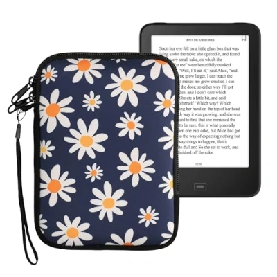 Image de kwmobile Housse de Protection pour Liseuse Étui 17 x 12 2 cm E Reader en Néoprène Bleu Blanc Jaune