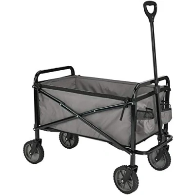Image de Amazon Basics Collection d’outils de jardin Chariot d’extérieur pliable pour jardinage avec housse protectrice, Gris
