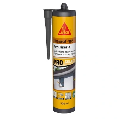 Image de SIKA Mastic silicone universel SikaSeal 185 Menuiserie anthracite Joint de construction, menuiserie, vitrerie Intérieur et extérieur 300 ml