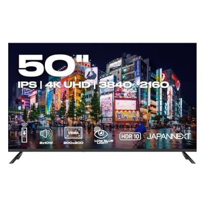 Image de JAPANNEXT Ecran PC Grand Format 50&quot; IPS 4K UHD (3840x2160) HDR Haut parleurs intégrés (8Wx2) (x3) HDMI 2.0 USB A Garantie 2 Ans JN i50U