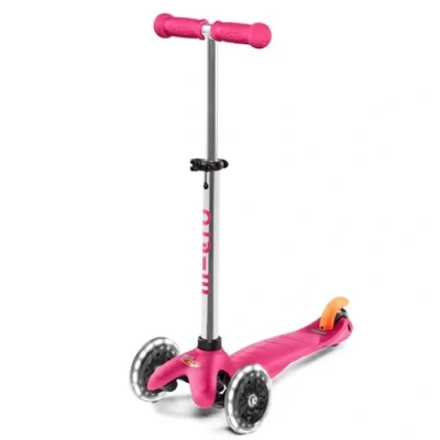 Image de Micro Trottinette 3 Roues Mini Plus LED Lumineuses Guidon Ajustable 2 5 Ans Rose