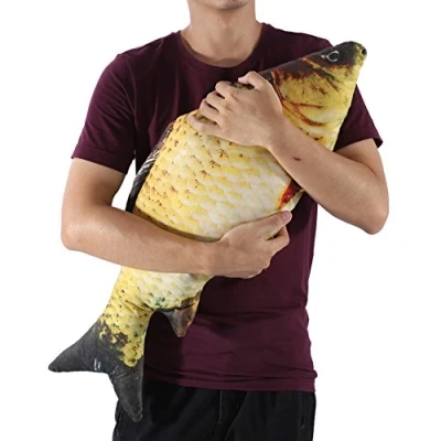 Image de Coussin de Poissons 3D Doux Carpe Peluche Simulation Jouets pour Chat en Forme Poisson Interactive Animaux la Décoration Maison (80cm)