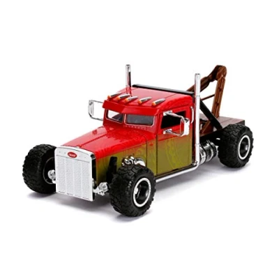 Image de Jada Toys Fast &amp; Furious Hobbs and Shaw Custom Peterbilt Truck Voiture Tuning modèle à l&#039;échelle 1:24 Portes ouvrantes Roue Libre Rouge/Jaune Multicolore 253203063