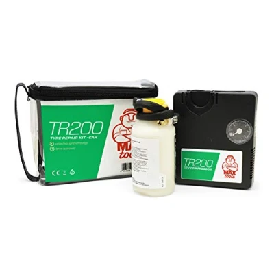 Image de MAXTOOLS TR200 Kit de réparation pneu automatique pour voitures moyennes et minivans ; Répare toutes les crevaisons Comprend un puissant compresseur 12 V