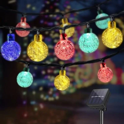 Image de LQWELL® Guirlande Lumineuse Solaire Extérieure, 30LED, 8,1M, IP44, 8 Modes, Étanche pour Intérieur/Extérieur, Jardin, Terrasse, Balcon, Mariage, Fenêtre (Multicolore)