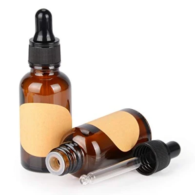 Image de stonylab 30 ml (1 oz) 2 Pack Flacon Compte gouttes en Verre, Marron Verre Vide avec Conique, Bouchon Interne et Étiquette pour Huiles Essentielles Fragrances
