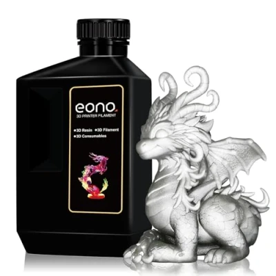 Image de résine 3D Eono argentée brillante métallisée pour imprimante 3D, 405 nm, durcissement UV rapide, d&#039;impression avec effet métallique magique, LCD DLP, argent